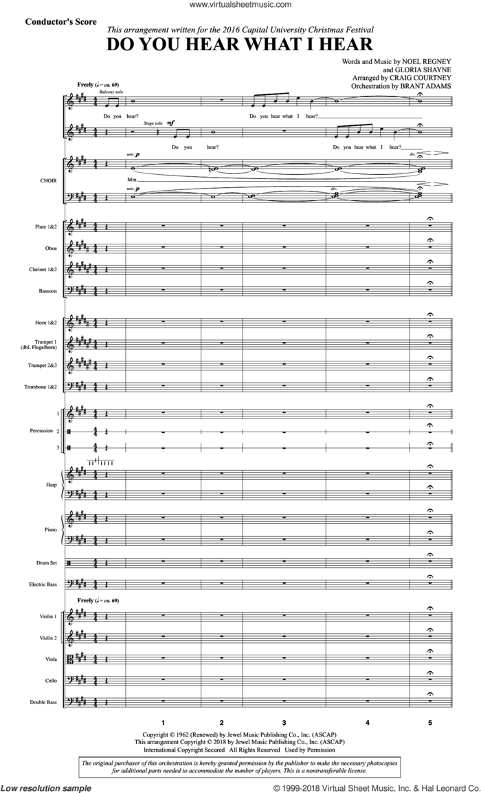 Do You Hear What I Hear (arr. Craig Courtney), complete set of parts sheet music for orchestra/band (full score) by Gloria Shayne, Craig Courtney and Noel Regney, intermediate skill level