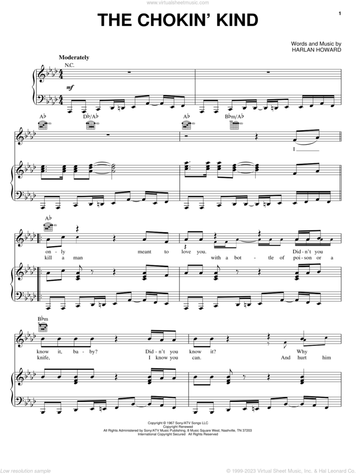 The Chokin' Kind sheet music for voice, piano or guitar by Joe Simon, Joss Stone and Harlan Howard, intermediate skill level