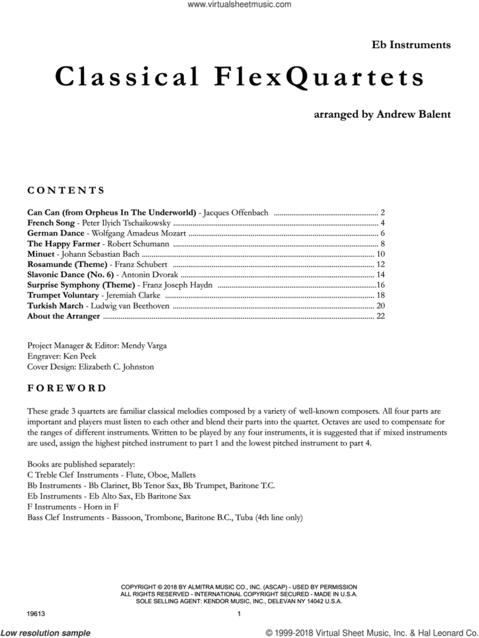 Classical Flexquartets - Eb Instruments sheet music for wind quartet by Andrew Balent, classical score, intermediate skill level