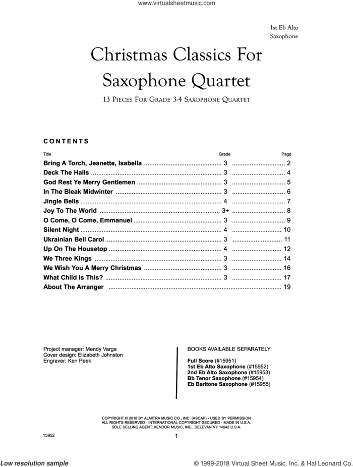 Christmas Classics For Saxophone Quartet - 1st Eb Alto Saxophone sheet music for saxophone quartet by Frank J. Halferty, intermediate skill level
