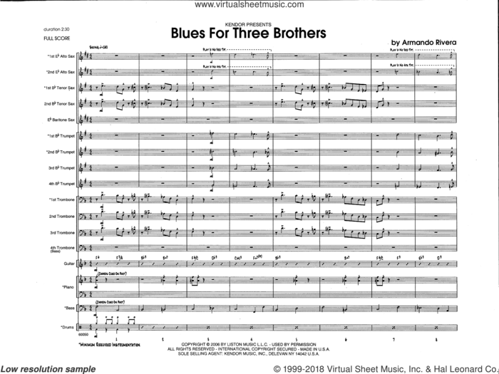 Blues For Three Brothers (COMPLETE) sheet music for jazz band by Armando Rivera, intermediate skill level