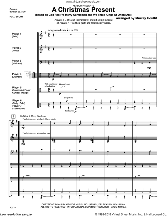 A Christmas Present (based on God Rest Ye Merry Gentlemen and We Three Kings Of Orient Are) (COMPLETE) sheet music for percussions by Houllif, intermediate skill level