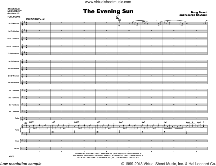 The Evening Sun (COMPLETE) sheet music for jazz band by Doug Beach, Doug Beach & George Shutack and George Shutack, intermediate skill level