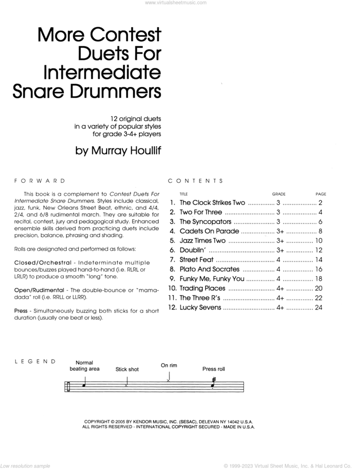 More Contest Duets For Intermediate Snare Drummers sheet music for percussions by Houllif, intermediate skill level