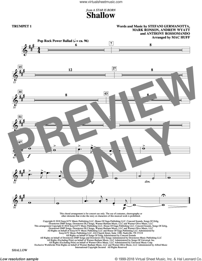 Shallow (from A Star Is Born) (arr. Mac Huff) (complete set of parts) sheet music for orchestra/band by Lady Gaga, Andrew Wyatt, Anthony Rossomando, Lady Gaga & Bradley Cooper and Mark Ronson, intermediate skill level