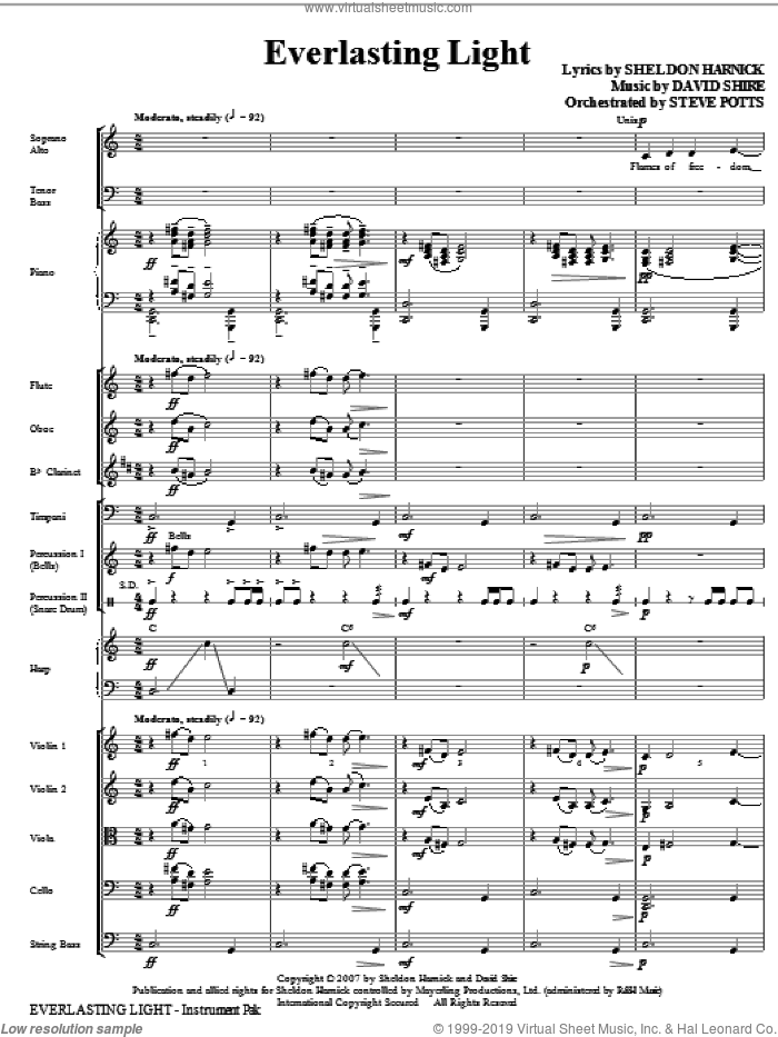 Everlasting Light (COMPLETE) sheet music for orchestra/band (Orchestra) by Sheldon Harnick and David Shire, intermediate skill level