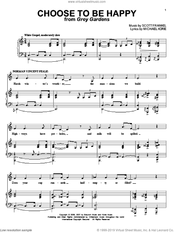 Choose To Be Happy sheet music for voice and piano by Michael Korie and Scott Frankel, intermediate skill level