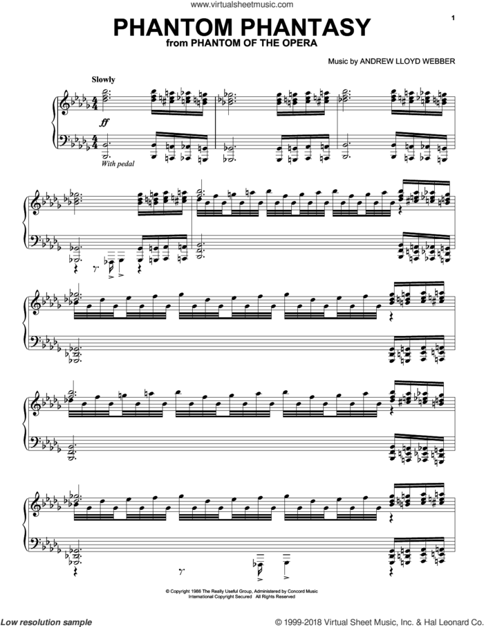 Phantom Phantasy sheet music for piano solo by Andrew Lloyd Webber, intermediate skill level