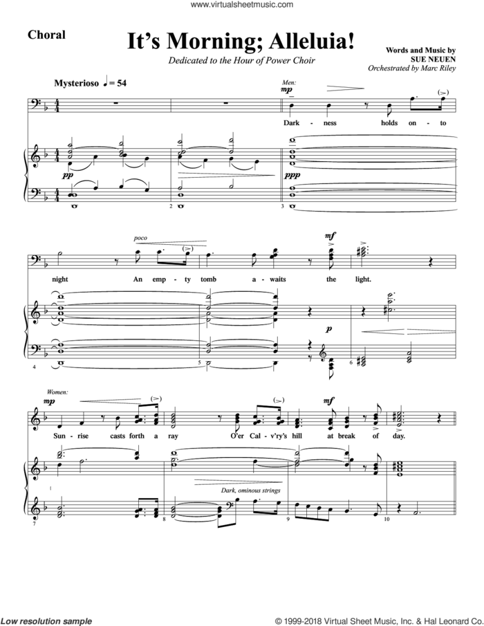 It's Morning; Alleluia! sheet music for choir (SATB: soprano, alto, tenor, bass) by Sue Neuen and Don Neuen, intermediate skill level