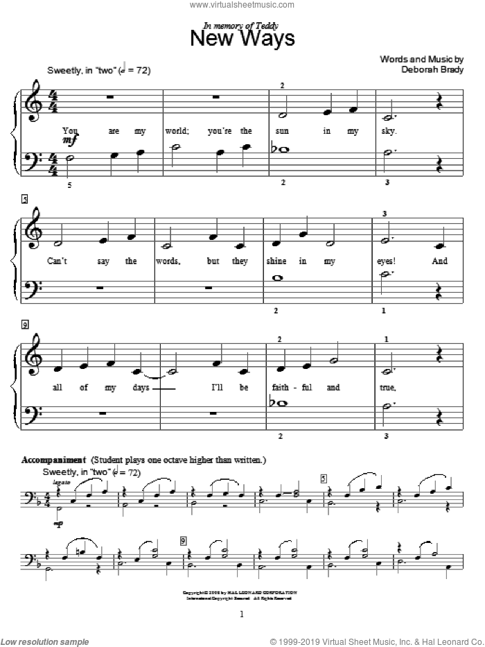 New Ways sheet music for piano solo (elementary) by Deborah Brady and Miscellaneous, beginner piano (elementary)