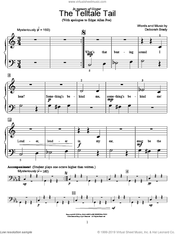 The Telltale Tail sheet music for piano solo (elementary) by Deborah Brady and Miscellaneous, beginner piano (elementary)