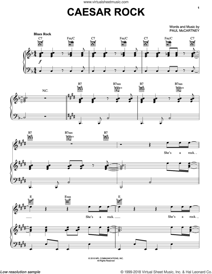 Caesar Rock sheet music for voice, piano or guitar by Paul McCartney, intermediate skill level