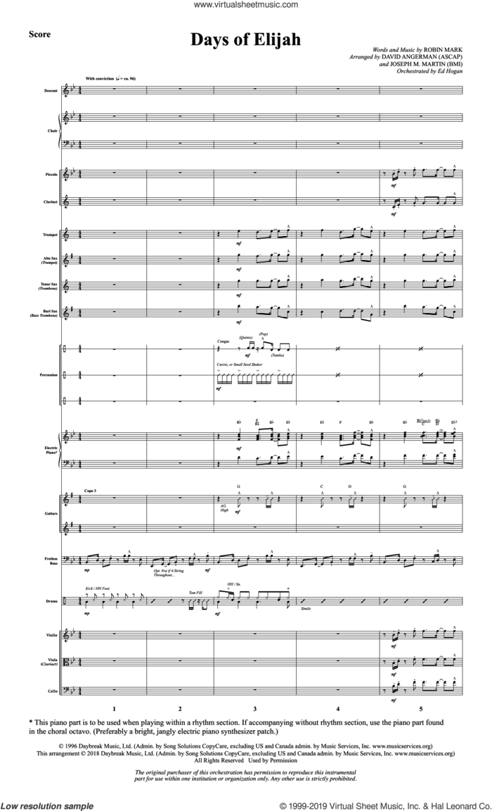 Days of Elijah (arr. David Angerman) (COMPLETE) sheet music for orchestra/band by David Angerman, Michael Barrett and Robin Mark, intermediate skill level