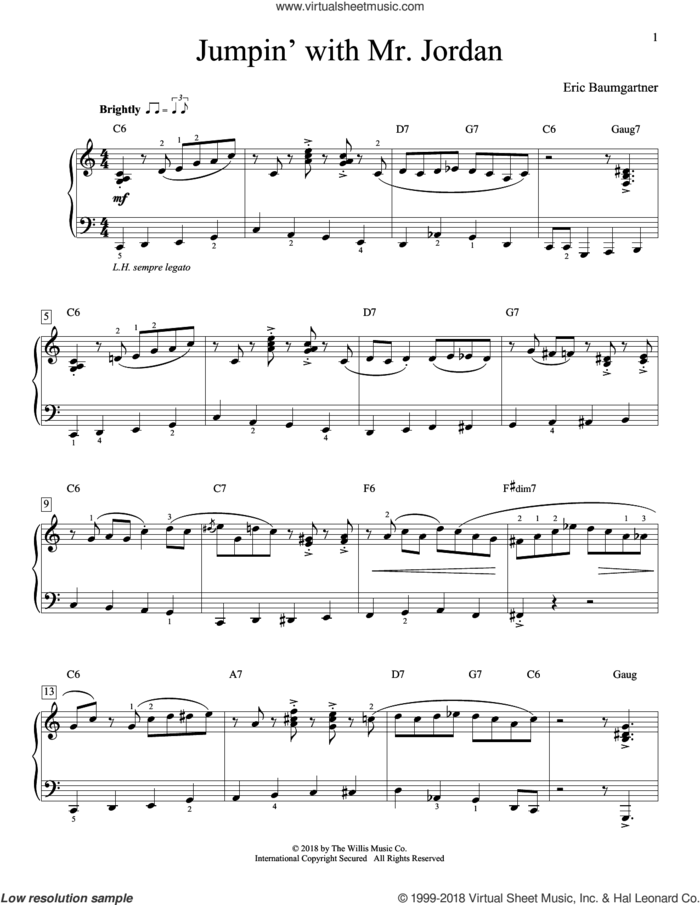 Jumpin' With Mr. Jordan sheet music for piano solo (elementary) by Eric Baumgartner, beginner piano (elementary)