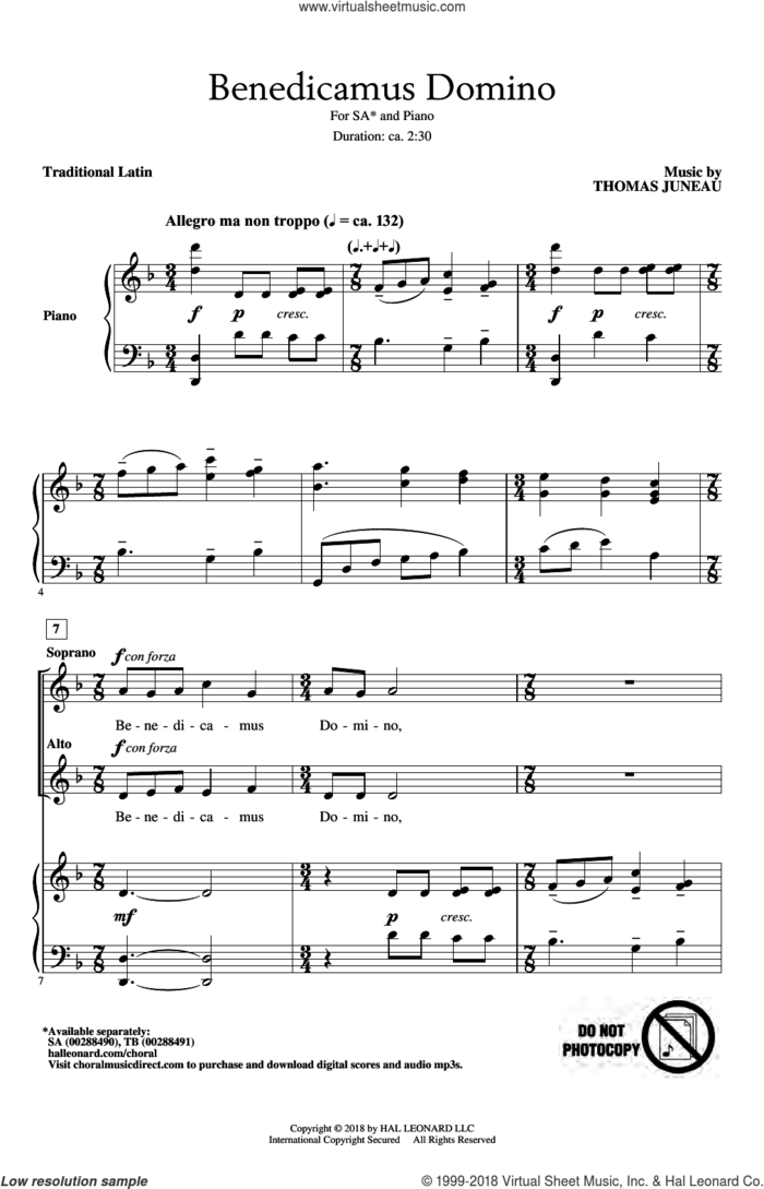 Benedicamus Domino sheet music for choir (SA) by Thomas Juneau and Miscellaneous, intermediate skill level