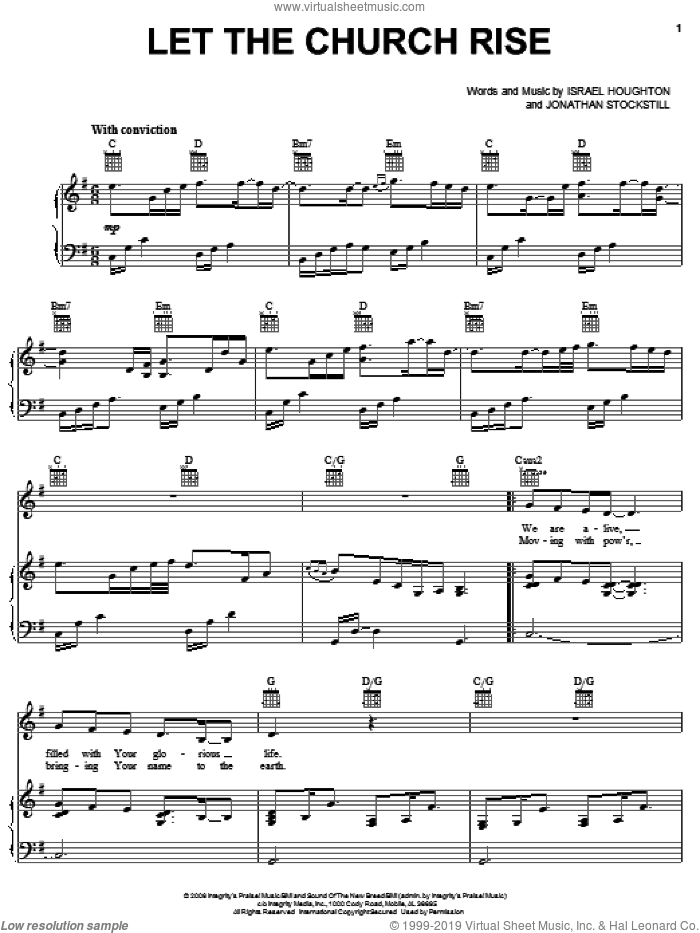 Let The Church Rise sheet music for voice, piano or guitar by Israel Houghton and Jonathan Stockstill, intermediate skill level