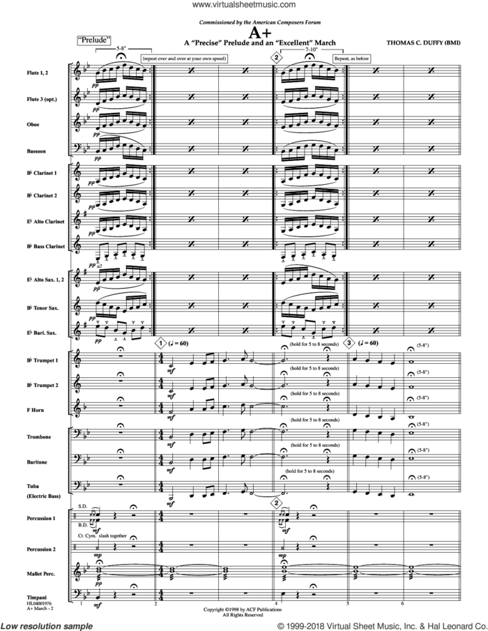 A+: A 'Precise' Prelude and an 'Excellent' March (COMPLETE) sheet music for concert band by Thomas Duffy, intermediate skill level