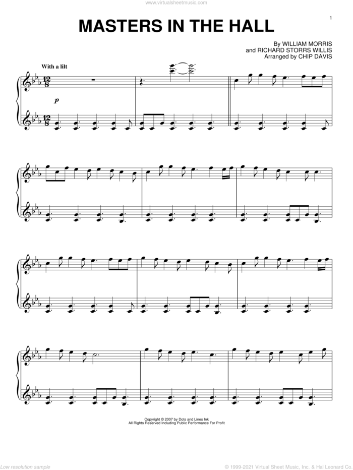 Masters In This Hall sheet music for piano solo by Mannheim Steamroller, Miscellaneous and Traditional English Ballad, intermediate skill level