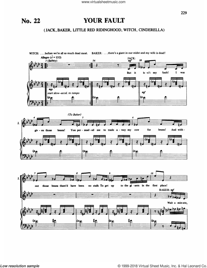 Your Fault (from Into The Woods) sheet music for voice and piano by Stephen Sondheim, intermediate skill level