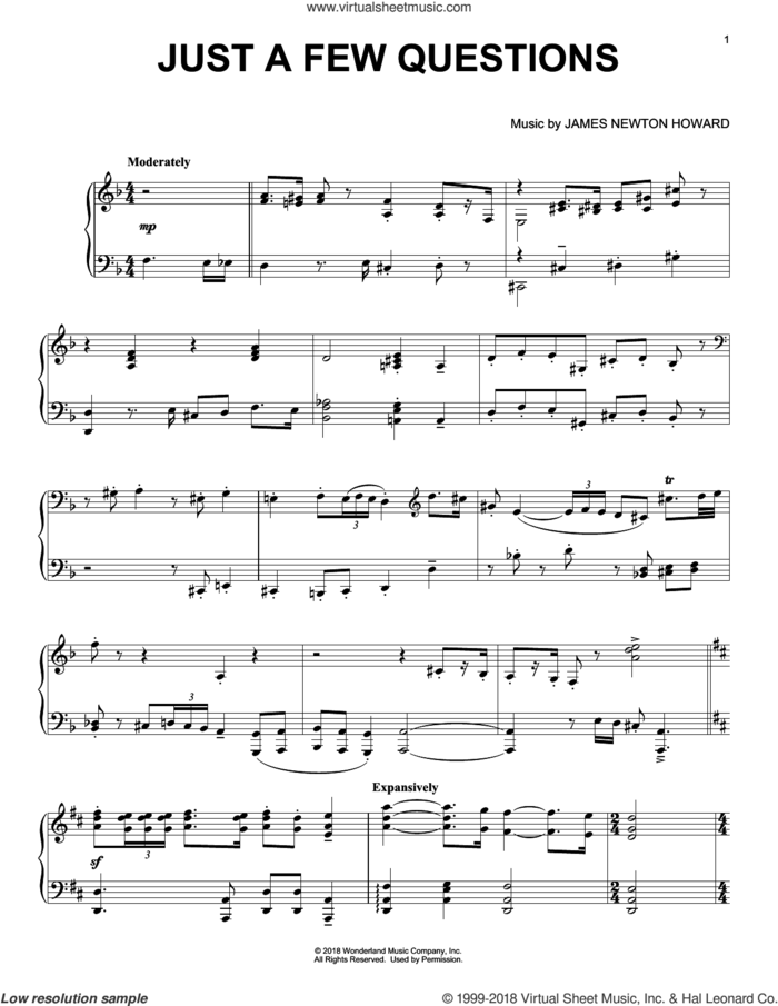 Just A Few Questions (from The Nutcracker and The Four Realms) sheet music for piano solo by Pyotr Ilyich Tchaikovsky and James Newton Howard, intermediate skill level