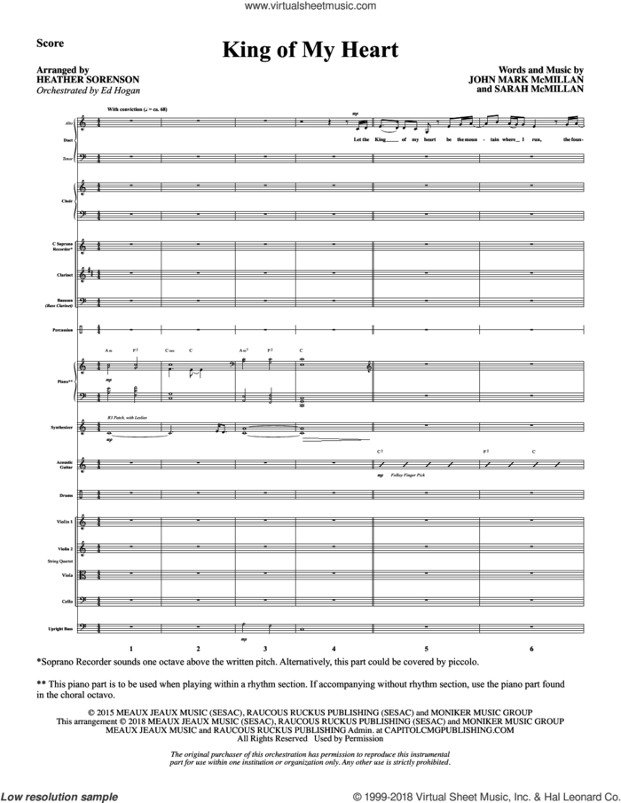King of My Heart (arr. Heather Sorenson) (COMPLETE) sheet music for orchestra/band by Heather Sorenson, John Mark McMillan, Kutless and Sarah McMillan, intermediate skill level