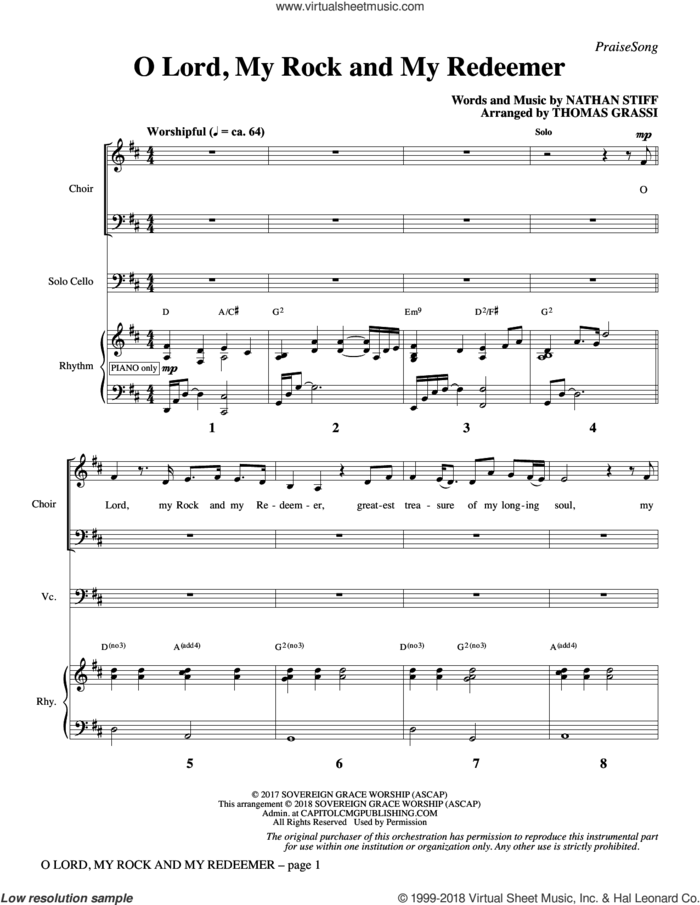 O Lord, My Rock and My Redeemer (arr. Thomas Grassi) (COMPLETE) sheet music for orchestra/band by Thomas Grassi, Nathan Stiff and Sovereign Grace, intermediate skill level