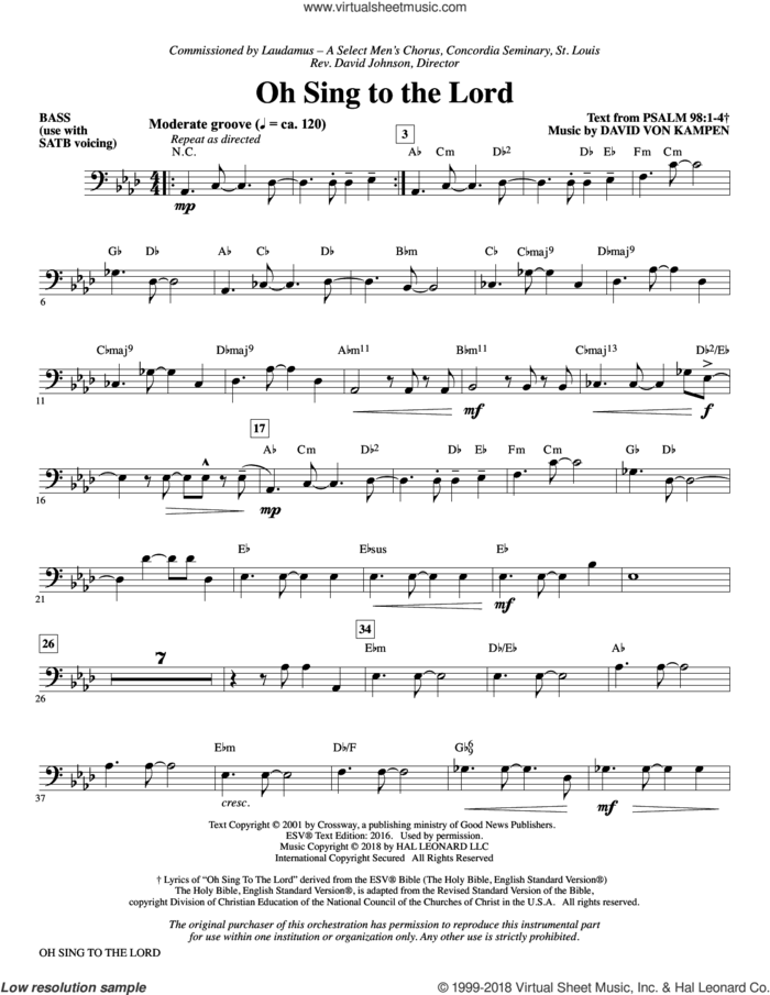 Oh Sing to the Lord (complete set of parts) sheet music for orchestra/band by David Von Kampen and Psalm 98:1-4 from ESV Bible, intermediate skill level
