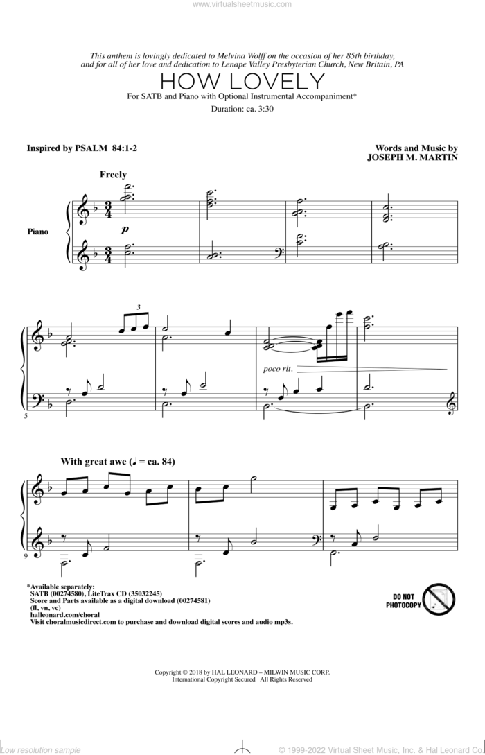 How Lovely sheet music for choir (SATB: soprano, alto, tenor, bass) by Joseph M. Martin, intermediate skill level