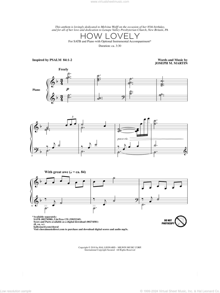 How Lovely sheet music for choir (SATB: soprano, alto, tenor, bass) by Joseph M. Martin, intermediate skill level