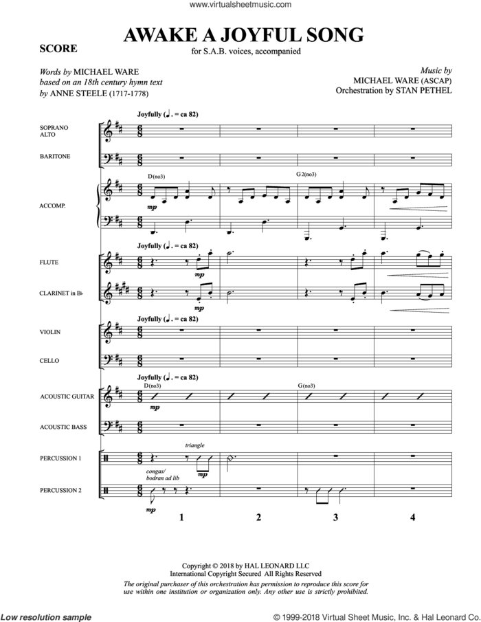 Awake a Joyful Song (COMPLETE) sheet music for orchestra/band by Michael Ware, intermediate skill level