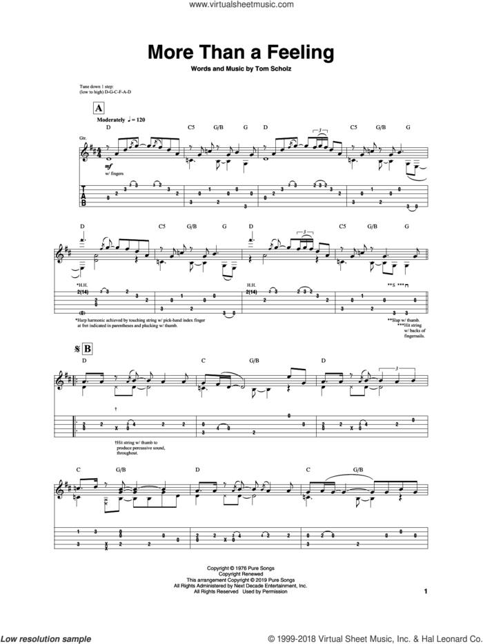 More Than A Feeling sheet music for guitar (tablature) by Igor Presnyakov, Boston and Tom Scholz, intermediate skill level