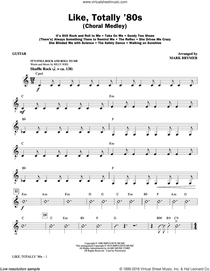Like, Totally '80s (arr. Mark Brymer) sheet music for orchestra/band (guitar)  and Mark Brymer, intermediate skill level