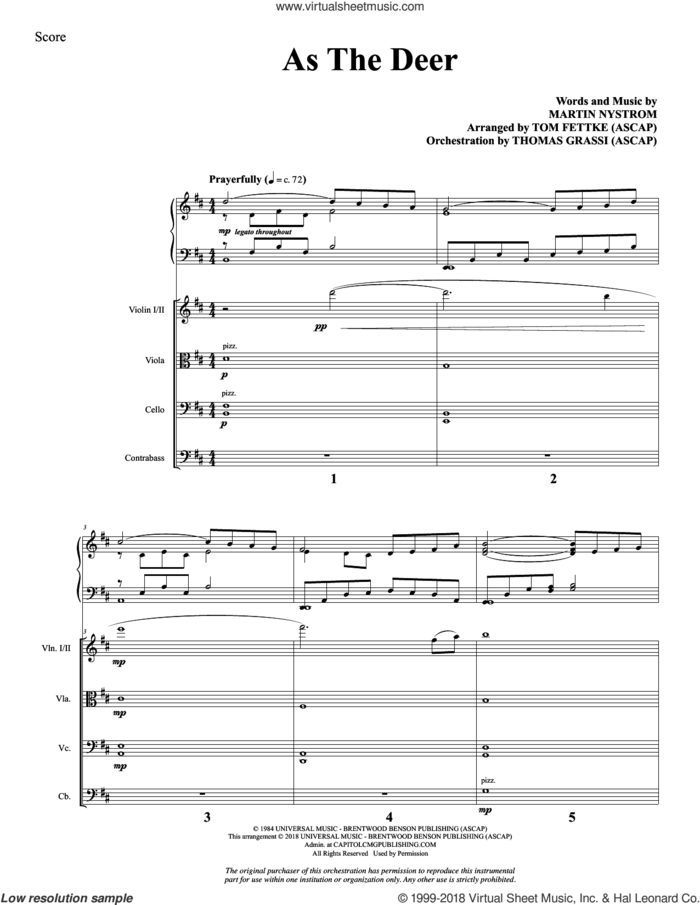 As the Deer (arr. Tom Fettke) sheet music for orchestra/band (full score) by Martin Nystrom and Tom Fettke, intermediate skill level