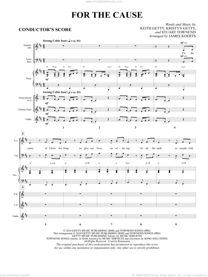 For the Cause (arr. James Koerts), complete set of parts sheet music for orchestra/band (full score) by Keith and Kristyn Getty, James Koerts, Keith Getty, Kristyn Getty and Stuart Townend, intermediate skill level