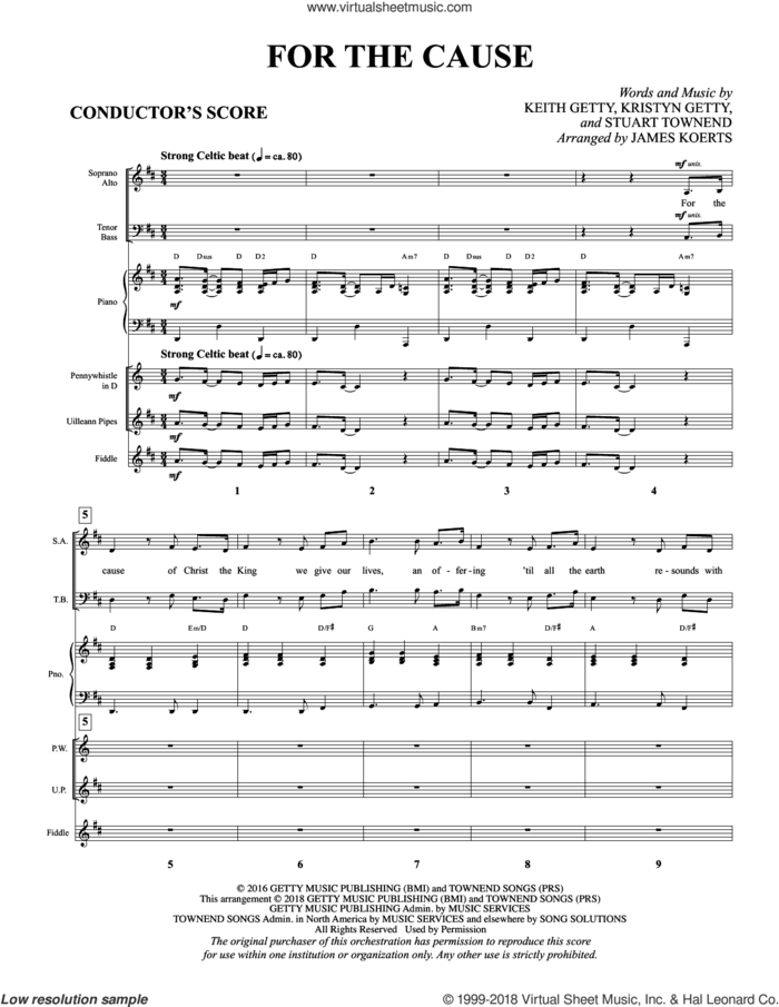 For the Cause (arr. James Koerts), complete set of parts (COMPLETE) sheet music for orchestra by Keith and Kristyn Getty, James Koerts, Keith Getty, Kristyn Getty and Stuart Townend, intermediate skill level