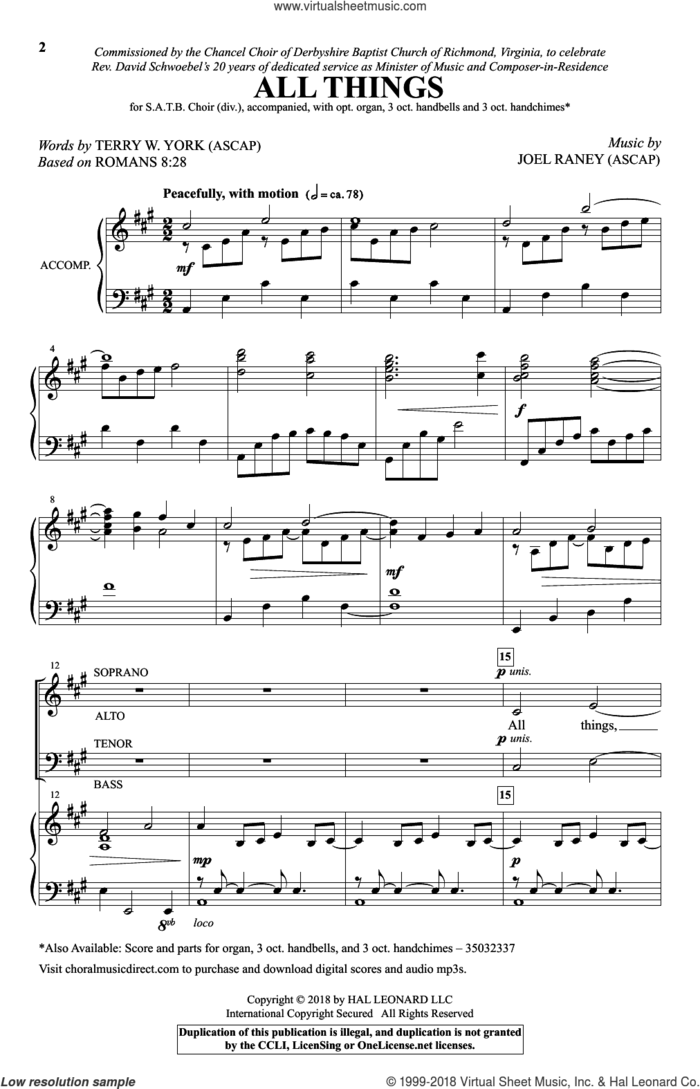 All Things sheet music for choir (SATB: soprano, alto, tenor, bass) by Joel Raney and Terry W. York, intermediate skill level