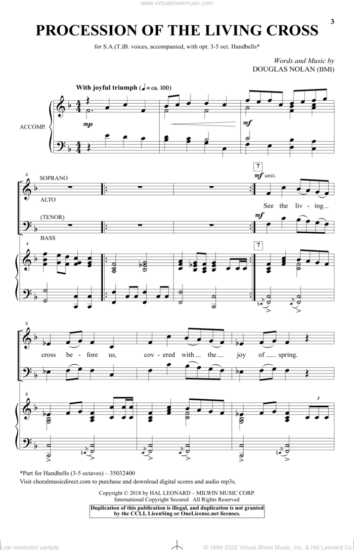 Procession Of The Living Cross sheet music for choir (SATB: soprano, alto, tenor, bass) by Douglas Nolan, intermediate skill level