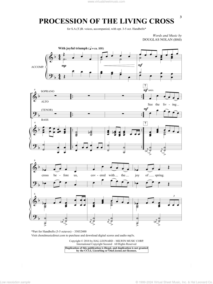 Procession Of The Living Cross sheet music for choir (SATB: soprano, alto, tenor, bass) by Douglas Nolan, intermediate skill level