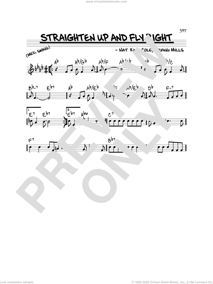 Straighten Up And Fly Right sheet music for voice and other instruments (real book) by Nat King Cole and Irving Mills, intermediate skill level