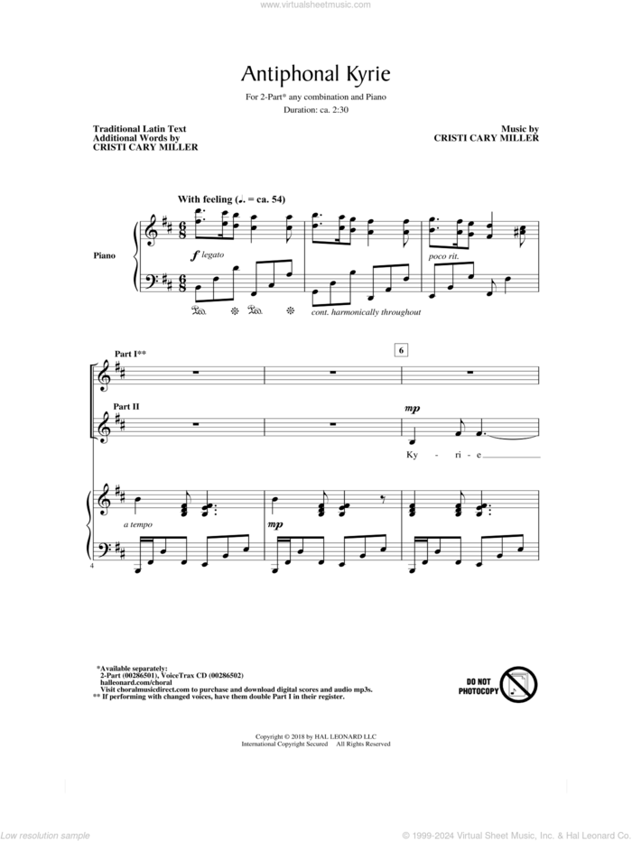 Antiphonal Kyrie sheet music for choir (2-Part) by Cristi Cary Miller and Miscellaneous, intermediate duet