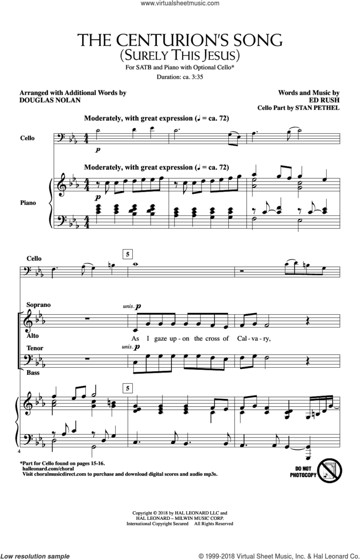 The Centurion's Song (Surely This Jesus) (arr. Douglas Nolan) sheet music for choir (SATB: soprano, alto, tenor, bass) by Ed Rush and Douglas Nolan, intermediate skill level