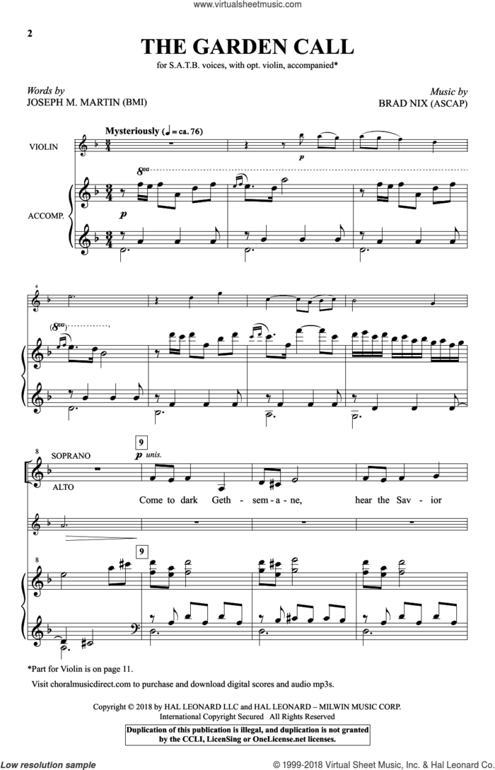 The Garden Call sheet music for choir (SATB: soprano, alto, tenor, bass) by Joseph M. Martin and Brad Nix, intermediate skill level