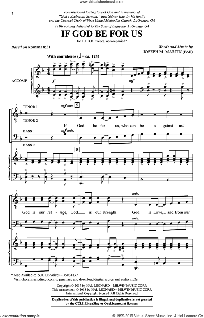 If God Be For Us sheet music for choir (TTBB: tenor, bass) by Joseph M. Martin, intermediate skill level