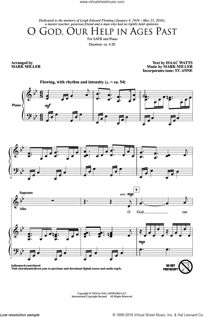 O God, Our Help In Ages Past sheet music for choir (SATB: soprano, alto, tenor, bass) by Isaac Watts and Mark Miller, intermediate skill level