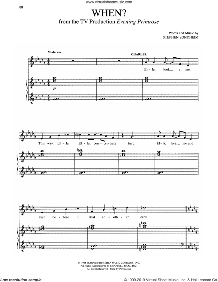 When? sheet music for voice and piano by Stephen Sondheim, intermediate skill level