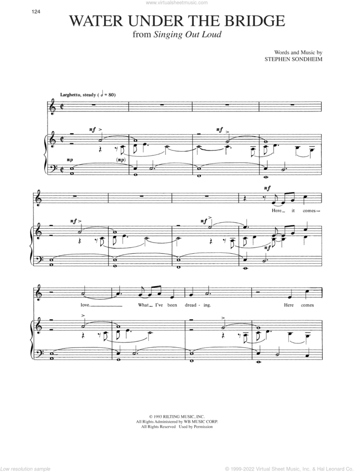 Water Under The Bridge sheet music for voice and piano by Stephen Sondheim, intermediate skill level