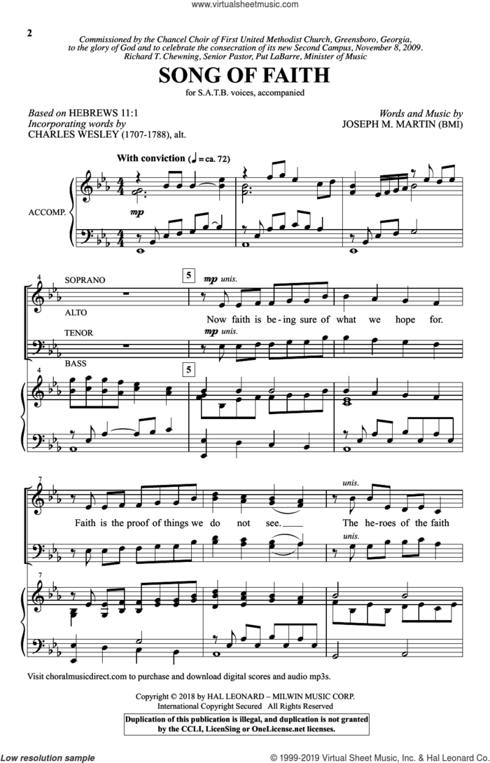 Song Of Faith sheet music for choir (SATB: soprano, alto, tenor, bass) by Joseph M. Martin, intermediate skill level