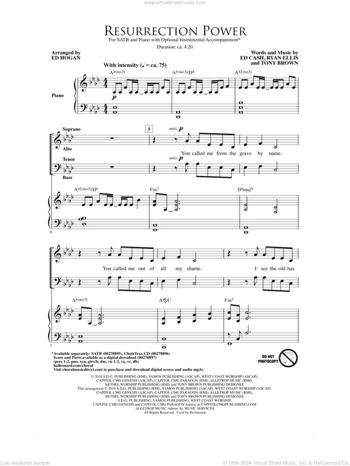 Resurrection Power (arr. Ed Hogan) sheet music for choir (SATB: soprano, alto, tenor, bass) by Ed Cash, Ryan Ellis & Tony Brown, Ed Hogan and Chris Tomlin, intermediate skill level