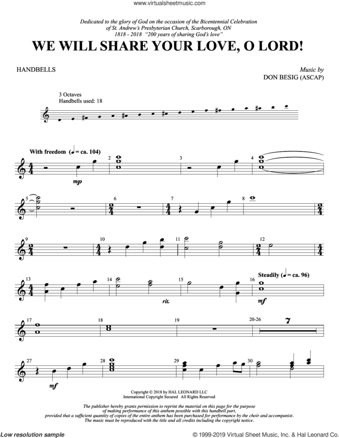 We Will Share Your Love, O Lord! sheet music for choir (SATB: soprano, alto, tenor, bass) by Don Besig and Nancy Price, intermediate skill level