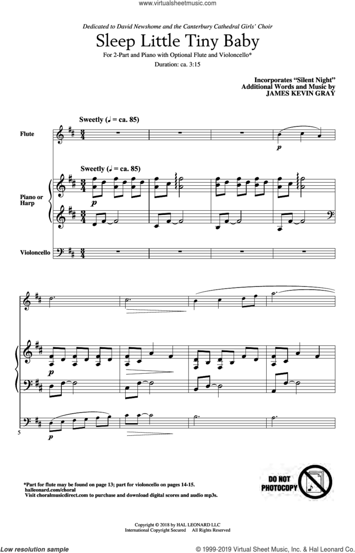 Sleep Little Tiny Baby sheet music for choir (2-Part) by James Kevin Gray and Miscellaneous, intermediate duet